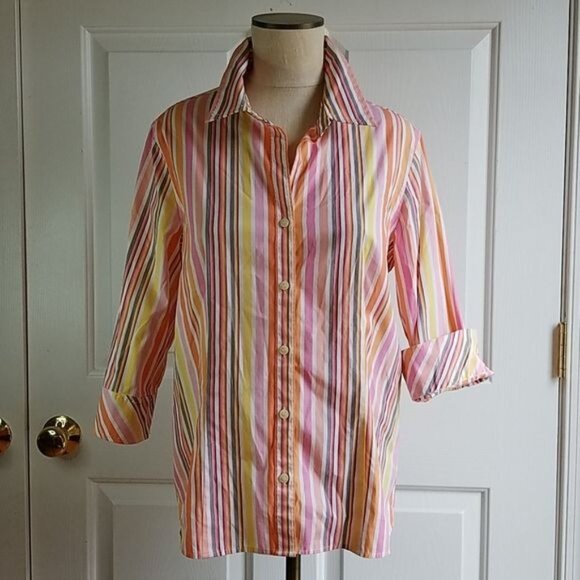 COLLARED Shirt Button Up DOWN Blouse Top Liz Claiborne Women's WOMAN'S SIZE 12 - Picture 9 of 10